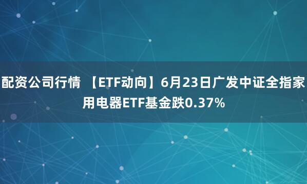 配资公司行情 【ETF动向】6月23日广发中证全指家用电器ETF基金跌0.37%